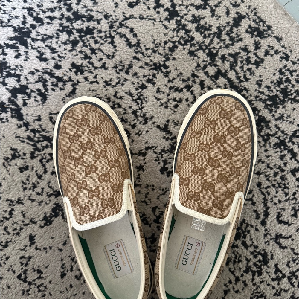 Gucci Beige and Cream Slip-On Sneakers